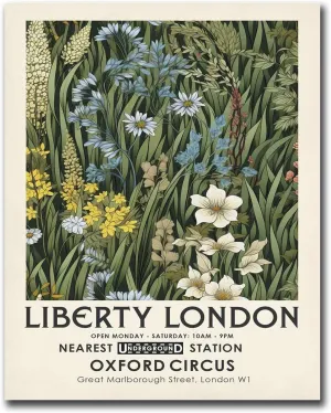 LUCKLYDOUDOU Wall Art Canvas Print Liberty London Flower Market Print Retro Botanical Floral Poster Living Room and Bedroom Office Decoration 12x18inch Without Frame