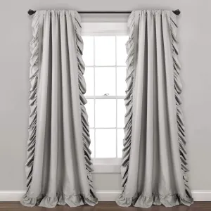 Lush Decor Reyna Ruffle Window Curtain Panel Set, Pair, 54" W x 95" L, Light Gray - Flowy Curtain - Romantic Ruffle Curtains for Bedroom, Living room, or Dining Room - Farmhouse & Cottage Home Decor