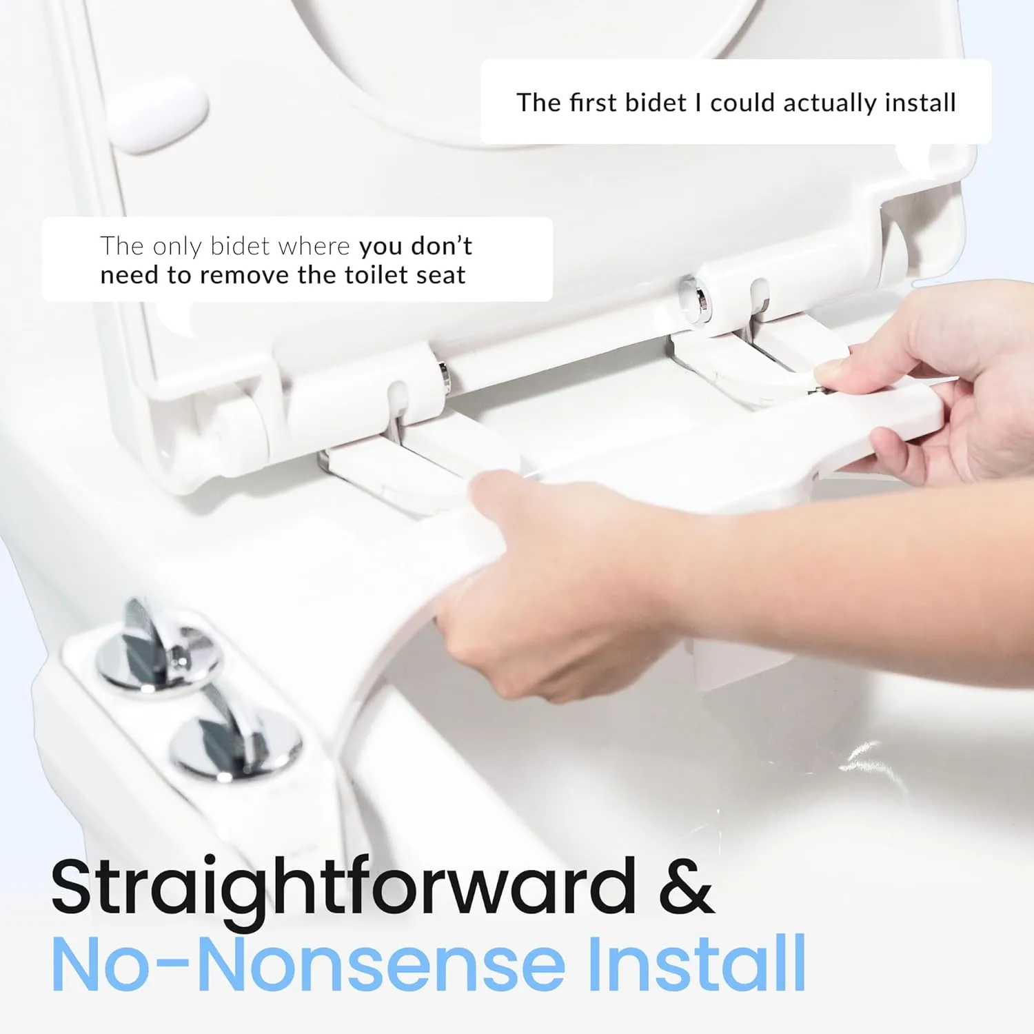 LUXE Bidet NEO 320 Plus - Patented Bidet Attachment for Toilet Seat, Innovative Hinges to Clean, Slide-in Install, Advanced 360° Self-Clean, Warm, Dual Nozzles, Feminine & Rear Wash (Chrome)