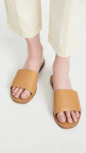 Madewell Women’s Summer Boardwalk Post Slide Sandals - Comfortable Padded Insole, Slip-On Style, and Thong Style Flat Heel Footwear - Desert Camel 11 M