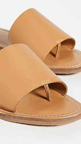Madewell Women’s Summer Boardwalk Post Slide Sandals - Comfortable Padded Insole, Slip-On Style, and Thong Style Flat Heel Footwear - Desert Camel 11 M