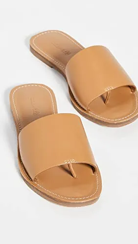 Madewell Women’s Summer Boardwalk Post Slide Sandals - Comfortable Padded Insole, Slip-On Style, and Thong Style Flat Heel Footwear - Desert Camel 11 M