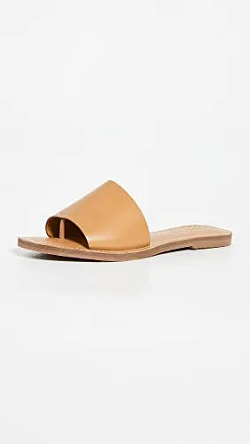 Madewell Women’s Summer Boardwalk Post Slide Sandals - Comfortable Padded Insole, Slip-On Style, and Thong Style Flat Heel Footwear - Desert Camel 11 M