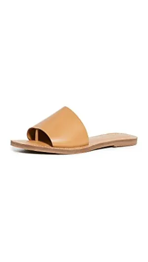 Madewell Women’s Summer Boardwalk Post Slide Sandals - Comfortable Padded Insole, Slip-On Style, and Thong Style Flat Heel Footwear - Desert Camel 11 M