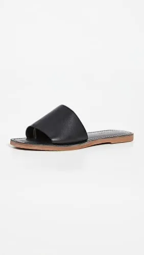 Madewell Women’s Summer Boardwalk Post Slide Sandals - Comfortable Padded Insole, Slip-On Style, and Thong Style Flat Heel Footwear - True Black 7 M