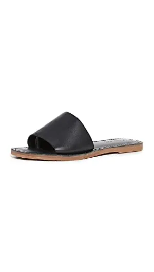 Madewell Women’s Summer Boardwalk Post Slide Sandals - Comfortable Padded Insole, Slip-On Style, and Thong Style Flat Heel Footwear - True Black 7 M