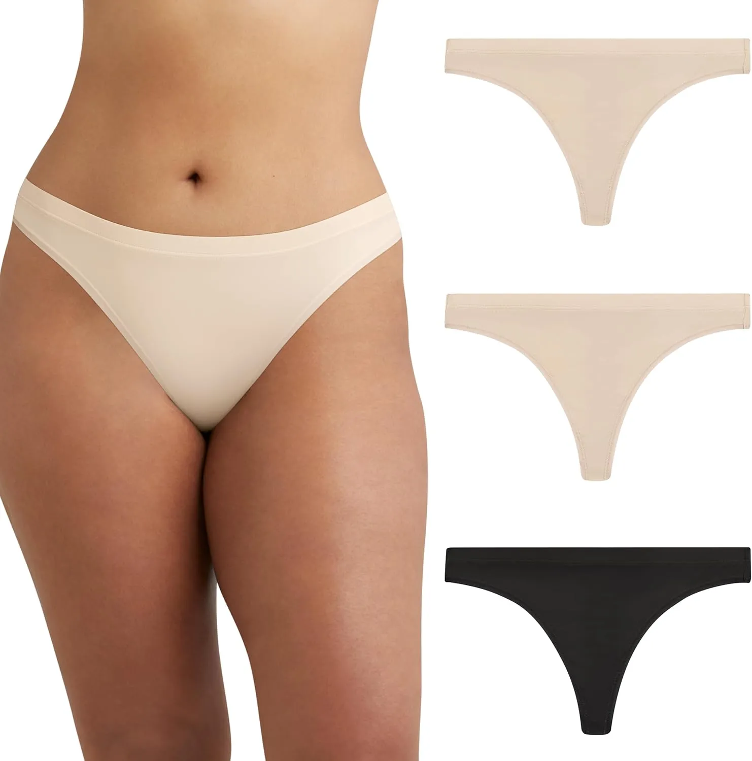 Maidenform Women's Barely There Thong 3 Pack