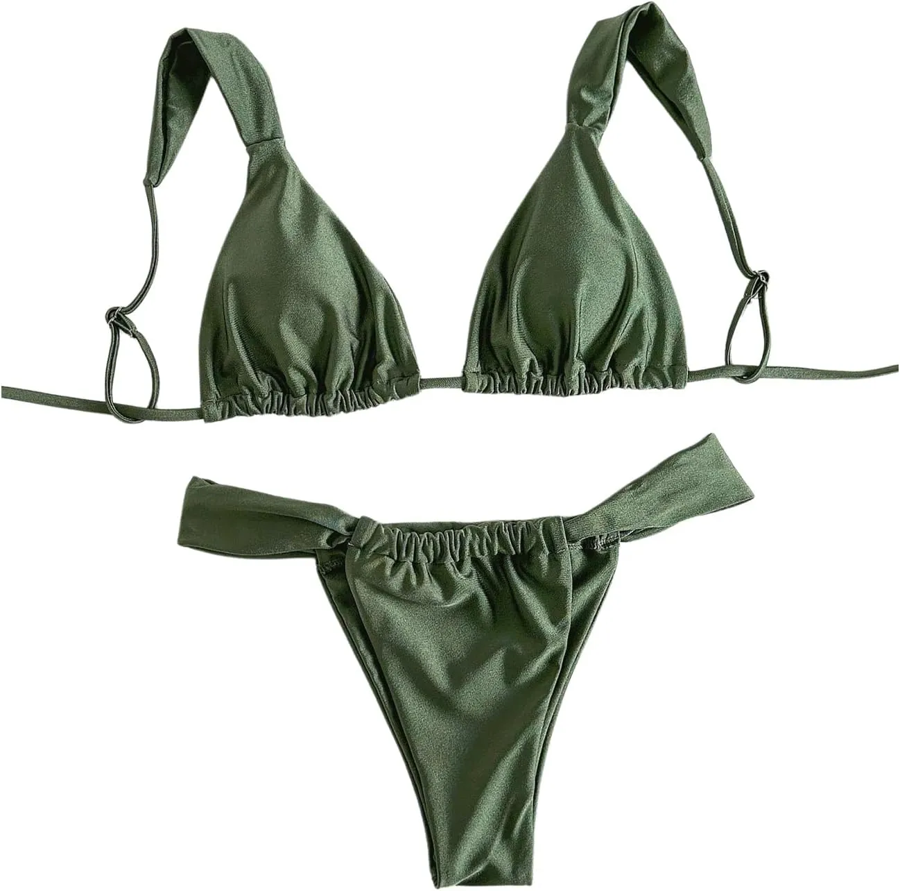 MakeMeChic Women's Floral Print 2 Piece Bikini Sets Tie Back Triangle Thong Bathing Suit Swimsuit