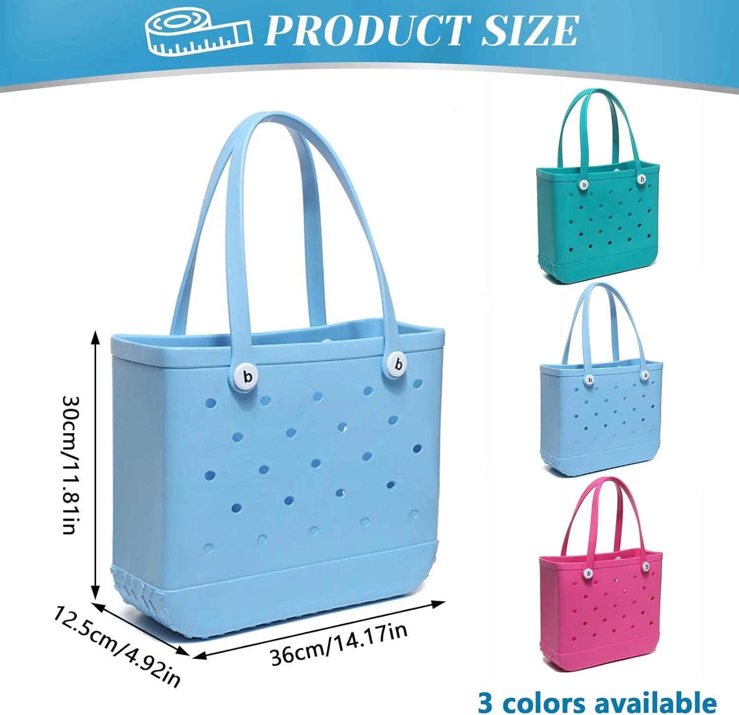 Medium Rubber Beach Bag for Men & Women, Large Capacity Travel Tote Bag for the Beach Boat Pool