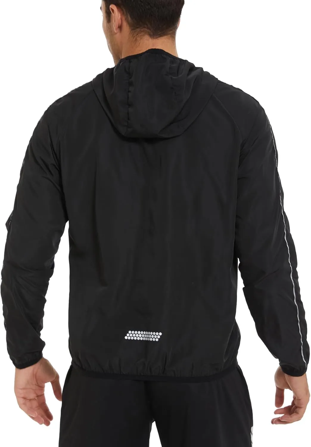 Men Rain Jackets Long Sleeves Rain Coat Zipper Raincoat with Hood Slim Fit Rain Coat for Outdoor Sports