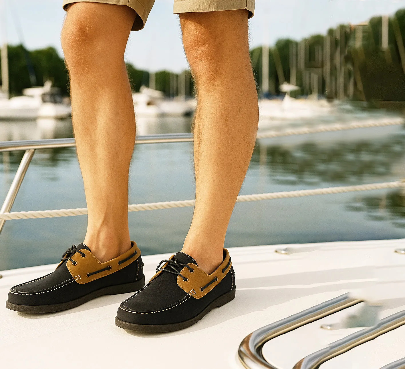 Mens Boat Shoes Lace Up Flat Deck Shoe Two Tone Casual Smart Gents Sailing Loafers