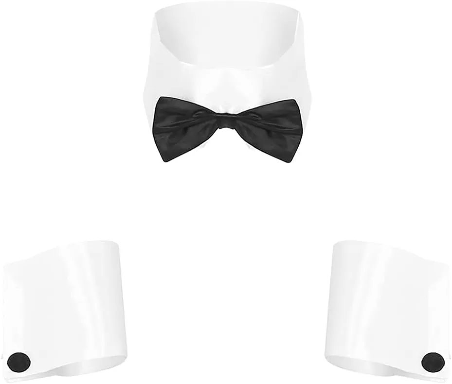Men's Christmas Lingerie Mr. Santa Boxer Shorts/Thong Underwear with Gentleman Dress Shirt Collar and Tie Cuffs