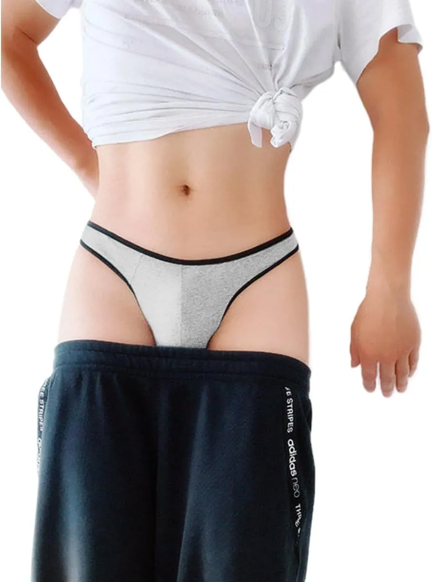 Men's Cotton Thong Low Rise Y-Back G-String Support Underwear 3 Pack