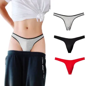 Men's Cotton Thong Low Rise Y-Back G-String Support Underwear 3 Pack