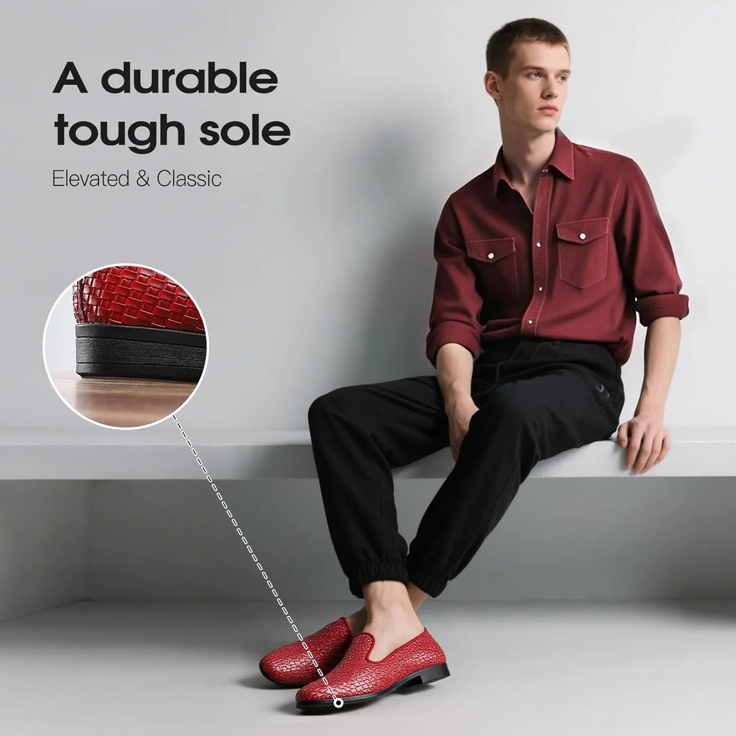 Men's Dress Loafers,Men Tuxedo Slipper Shoes,Men's Woven Synthetic Leather Loafers, Soft Touch Slip-On Dress Shoes with Durable Sole