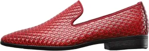 Men's Dress Loafers,Men Tuxedo Slipper Shoes,Men's Woven Synthetic Leather Loafers, Soft Touch Slip-On Dress Shoes with Durable Sole