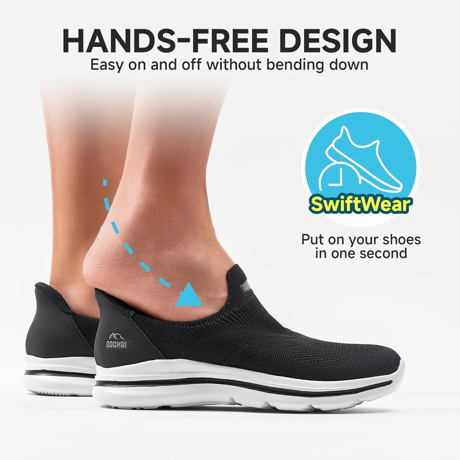Men's Hands-Free Slip On Sneakers | Laceless Walking Shoes for Gym/Travel/Office