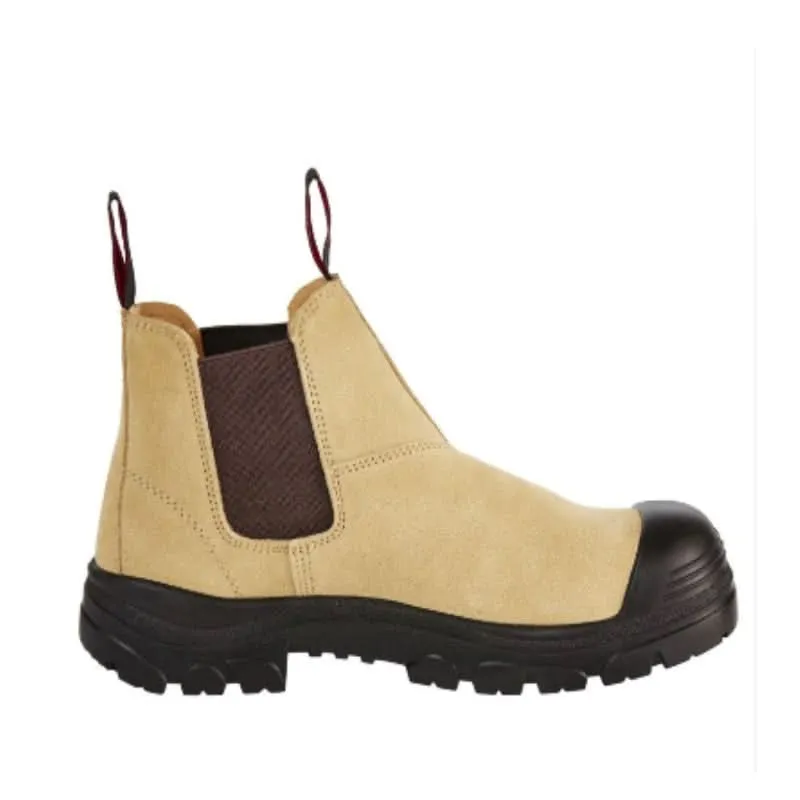 Mens Hard Yakka Grit Suede Pull Up Steel Cap Work Boots - Sand