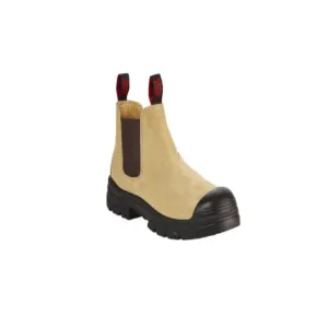 Mens Hard Yakka Grit Suede Pull Up Steel Cap Work Boots - Sand