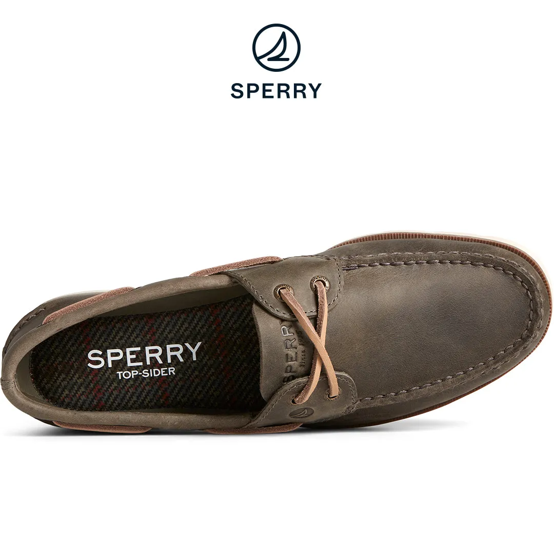 Men's Leeward 2-Eye Houndstooth Boat Shoe Olive (STS25397)