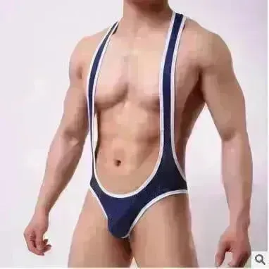 Men's Mesh Breathable One-piece Underwear Bodysuit thong Vest Pants
