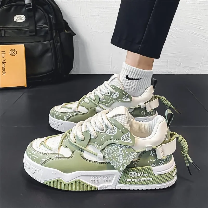 Men's Trendy Platform Lace-Up Sneakers for Walking, Jogging, and Casual Style