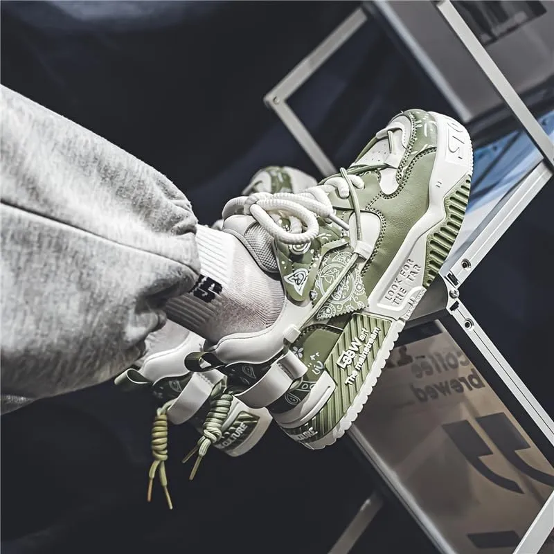 Men's Trendy Platform Lace-Up Sneakers for Walking, Jogging, and Casual Style