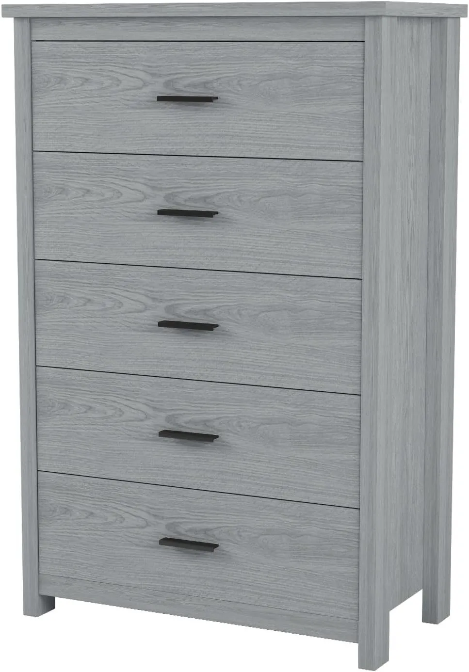 Merax 5 Drawer Tall Wooden Dresser for Bedroom, Retro Chests Office Storage Cabinet Furniture, Grey