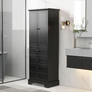 Merax Bathroom Cabinet with Doors and Drawers, Tall Storage Pantry for Home Kitchen, Adjustable Shelf,