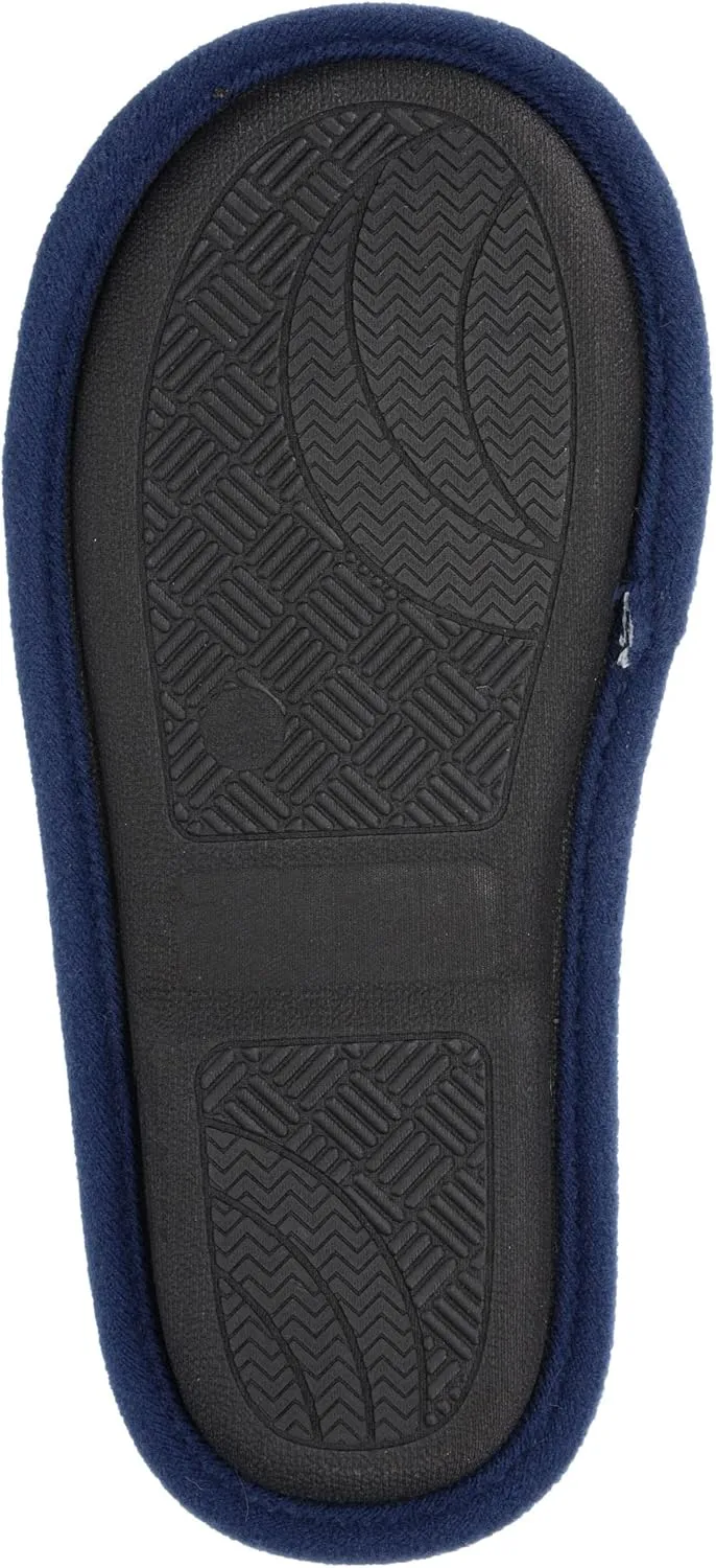 Minecraft Scuff Slippers for Boys, Plaid Creeper Print, Navy/Green