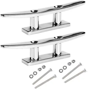 MIZUGIWA Boat Cleat Dock Cleat 4 inch 5 inch 6 inch 8inch Open Base Boat Cleat, Mooring Boat Deck Cleats 316 Stainless Steel with Fasteners for Boat Docks, Decks,Kayaks,Marine