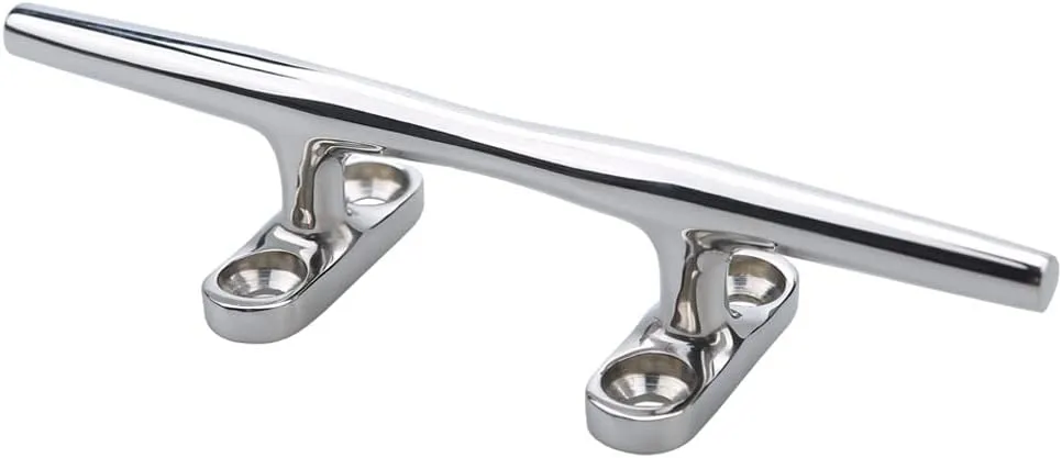 MIZUGIWA Boat Cleats Stainless Steel 4 inch 5 inch 6 inch 8inch Marine Dock Cleat Open Base with Fasteners for Boat Docks,Decks,Kayaks,Marine, Silver/Black
