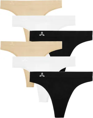 Moisture Wicking Underwear for Women, Seamless Workout Thongs Quick Dry Travel Thong Panties