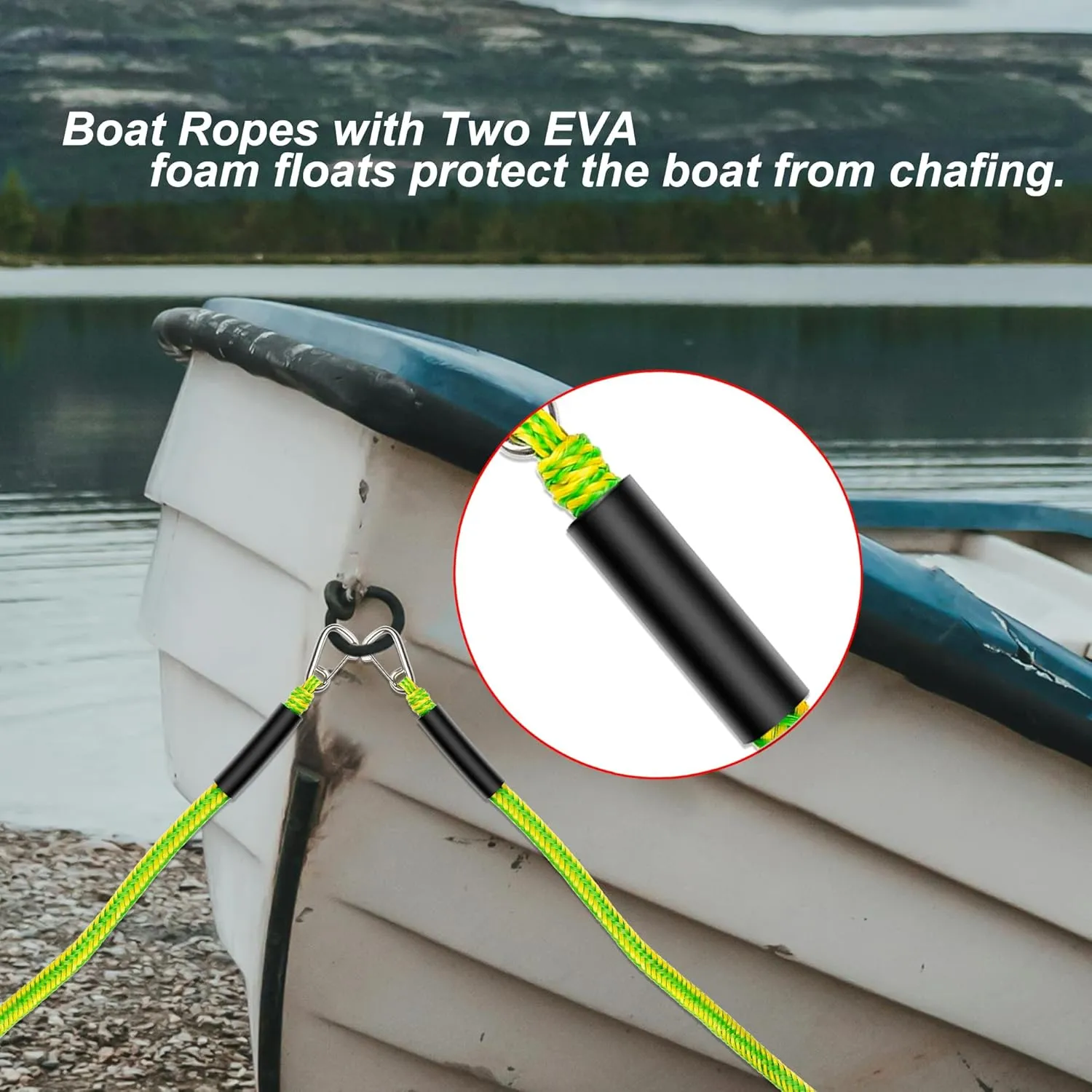 Mooring with 3ft Bungee Dock Line 2-Pack - Essential Accessories for Diverse Watercraft Built in Snubber, Kayak, Watercraft, SeaDoo, Jet Ski, Pontoon, Canoe, Power Boat