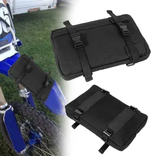 MOTO4U Front Fender Tool Bag,Motorcycle Tool Bag for Dirt Bike,Unviersal Motorcycle Fork Bag and Motorcycle Handlebar Bag with snaps,Sturdy MX Front Fender Tool Bag Easy to Install（Black）