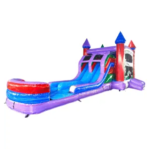 Multi Color Marble Splash & Save Bounce House with Dual Lane Slide (Wet/Dry)