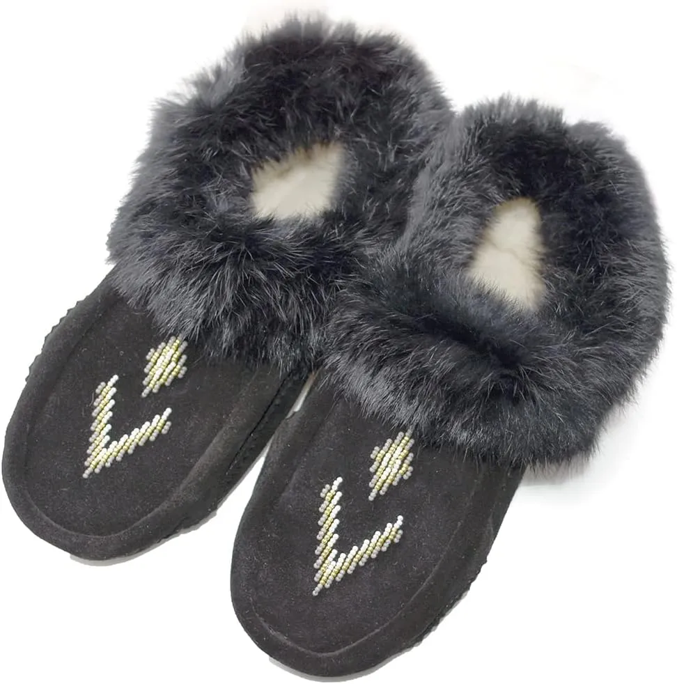 Native dechic Slippers Unisex Canadian-Made Moccasins Leather Slippers for Women Luxury Slippers Real Fur Slippers