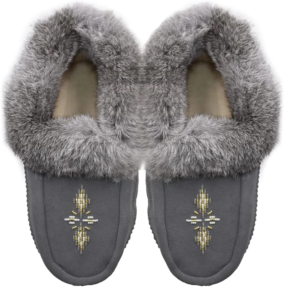 Native dechic Slippers Unisex Canadian-Made Moccasins Leather Slippers for Women Luxury Slippers Real Fur Slippers