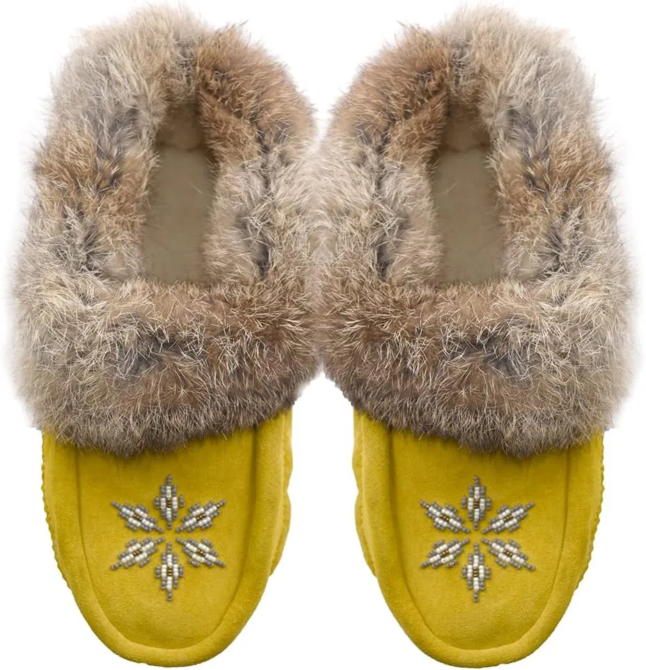 Native dechic Slippers Unisex Canadian-Made Moccasins Leather Slippers for Women Luxury Slippers Real Fur Slippers