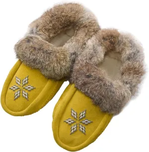 Native dechic Slippers Unisex Canadian-Made Moccasins Leather Slippers for Women Luxury Slippers Real Fur Slippers
