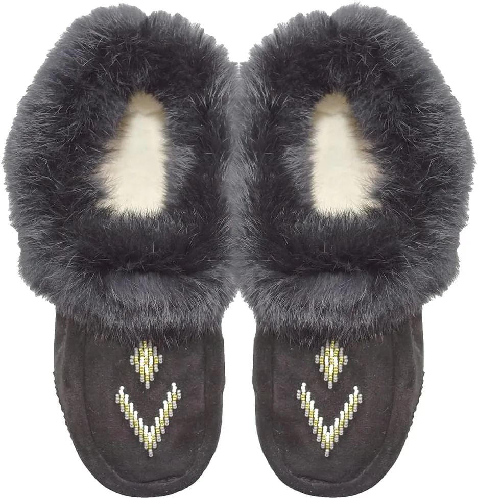Native dechic Slippers Unisex Canadian-Made Moccasins Leather Slippers for Women Luxury Slippers Real Fur Slippers