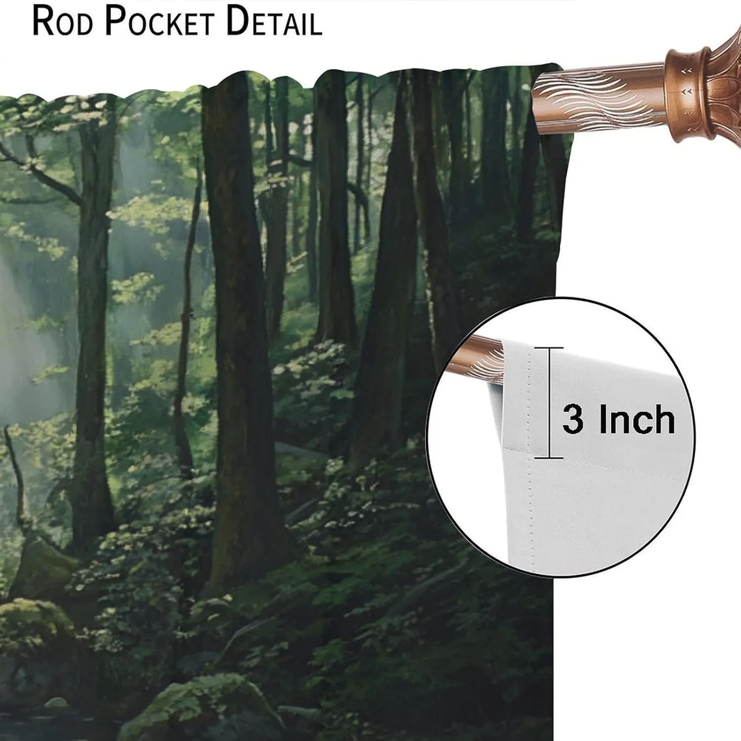 Natural Forest Blackout Curtains for Bedroom, Tropical Jungle Stream Rocky Tree Decor Home Living Room Darkening Grommet Window Drapes, 2 Panels/Each 31.5" W x 63" L