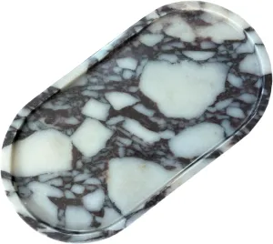 Natural Marble Stone 11.8 inches Oval Catchall Tray Classics Sundries Storage Jewelry Plates (Calacatta Purple)