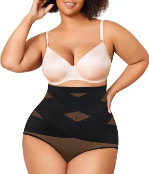 Nebility Plus Size Shapewear for Women Tummy Control Butt Lifting Panties Hi- Waist Trainer Body Shaper Short Belly Underwear