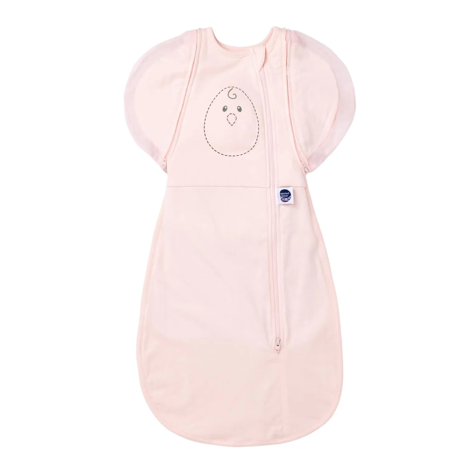 Nested Bean Air 6-in-1 Adaptable Baby Sleep Sack – Comfort & Safety for Natural Sleep, Preferred Arm Position Reduces Startle Reflex, Better Sleep for Baby, NB (7-13lbs) Soft Pink