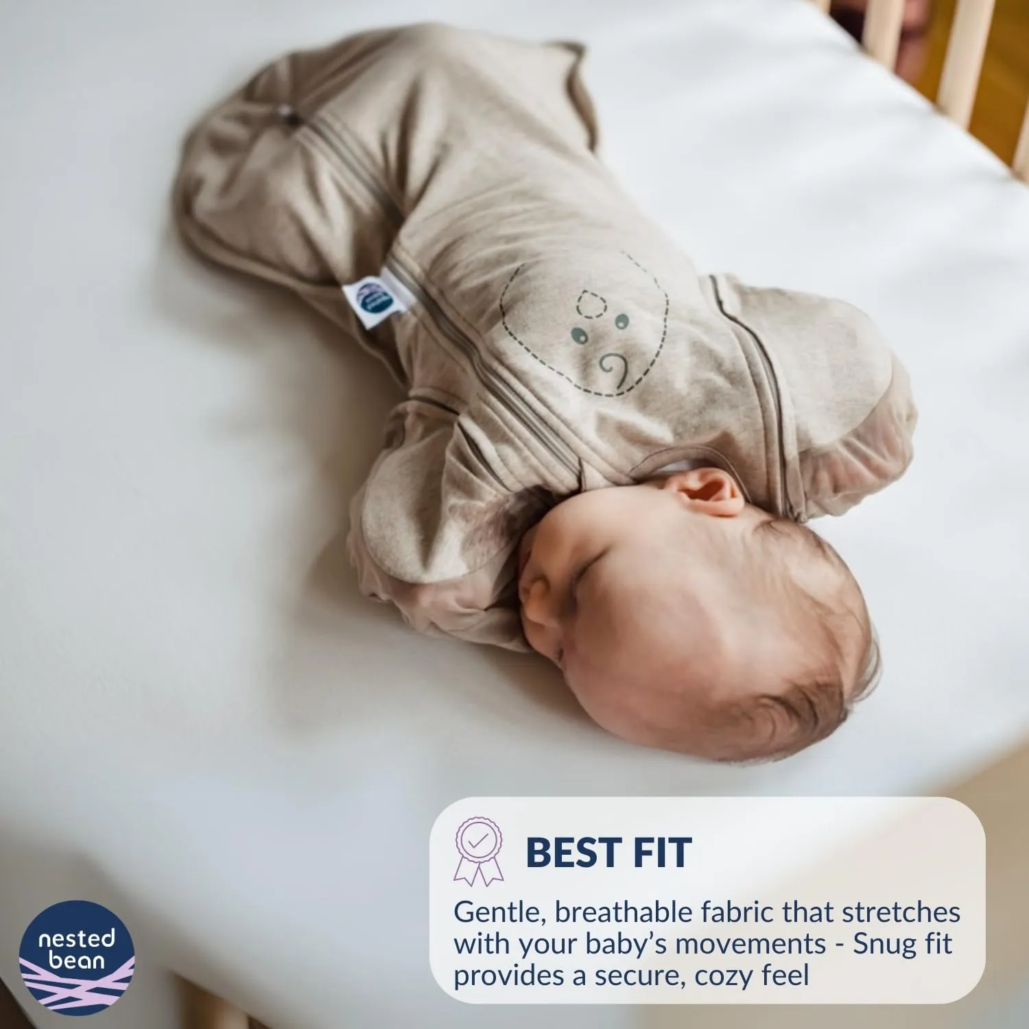 Nested Bean Air 6-in-1 Adaptable Baby Sleep Sack – Comfort & Safety for Natural Sleep, Preferred Arm Position Reduces Startle Reflex, Better Sleep for Baby, NB (7-13lbs) Soft Pink