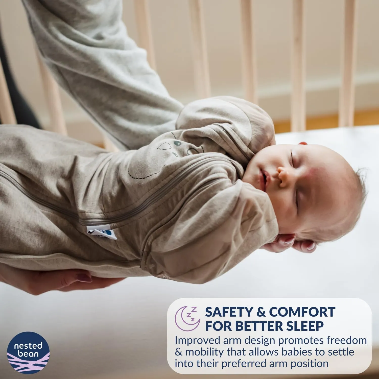 Nested Bean Air 6-in-1 Adaptable Baby Sleep Sack – Comfort & Safety for Natural Sleep, Preferred Arm Position Reduces Startle Reflex, Better Sleep for Baby, NB (7-13lbs) Soft Pink