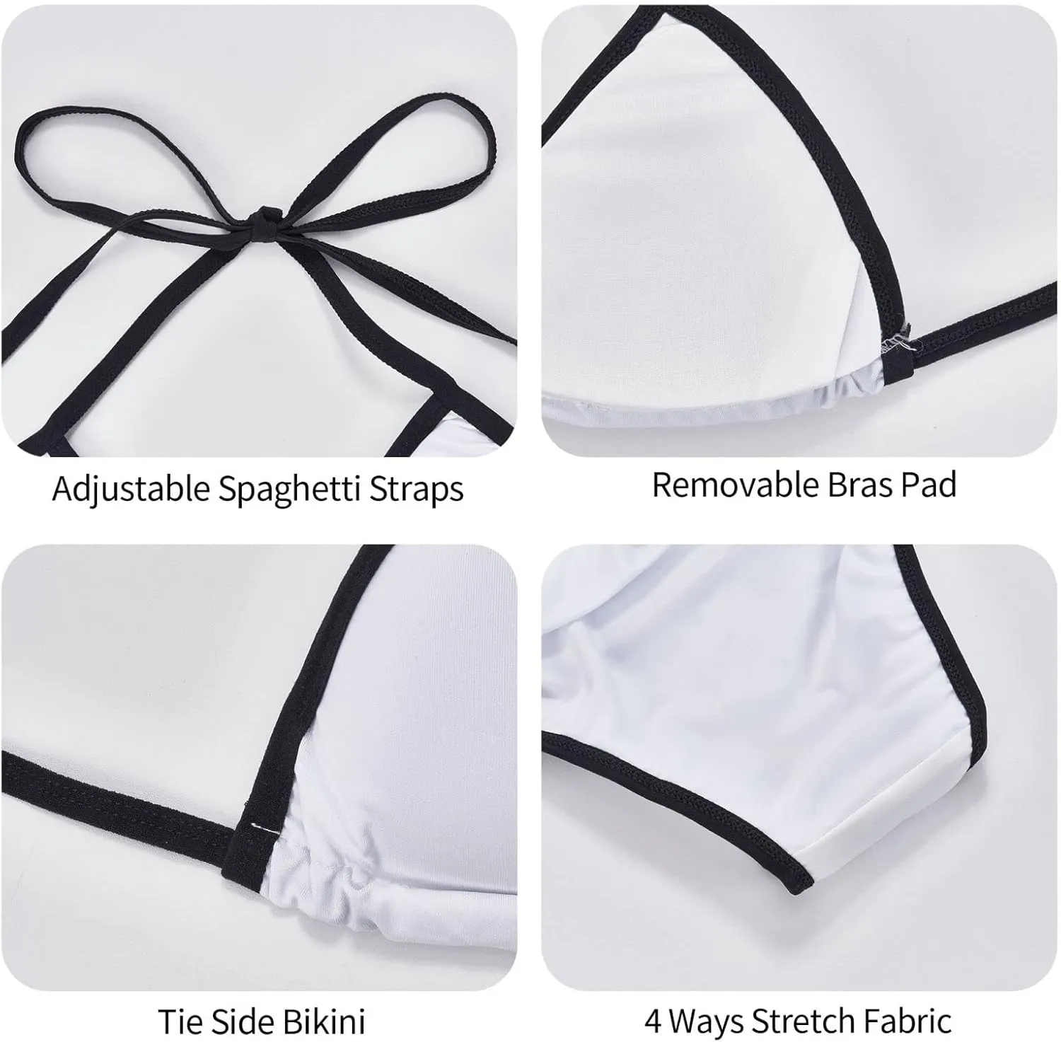 New Sexy Two Pieces Bikini Sets for Women Triangle Top & Thong String Tie-Up Swimsuit