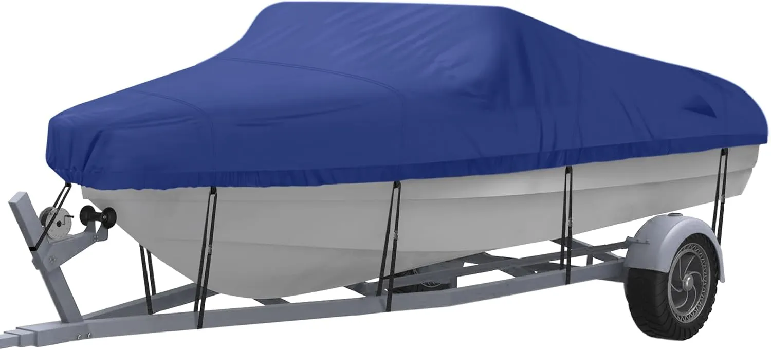 NEXCOVER Trailerable Boat Cover, Length: 20'-23' Beam Width: up to 100", Waterproof Heavy Duty Cover, Fits V-Hull, TRI-Hull, Runabout, Pro-Style, Bass Boat, Storage Bag & Tightening Straps Included.