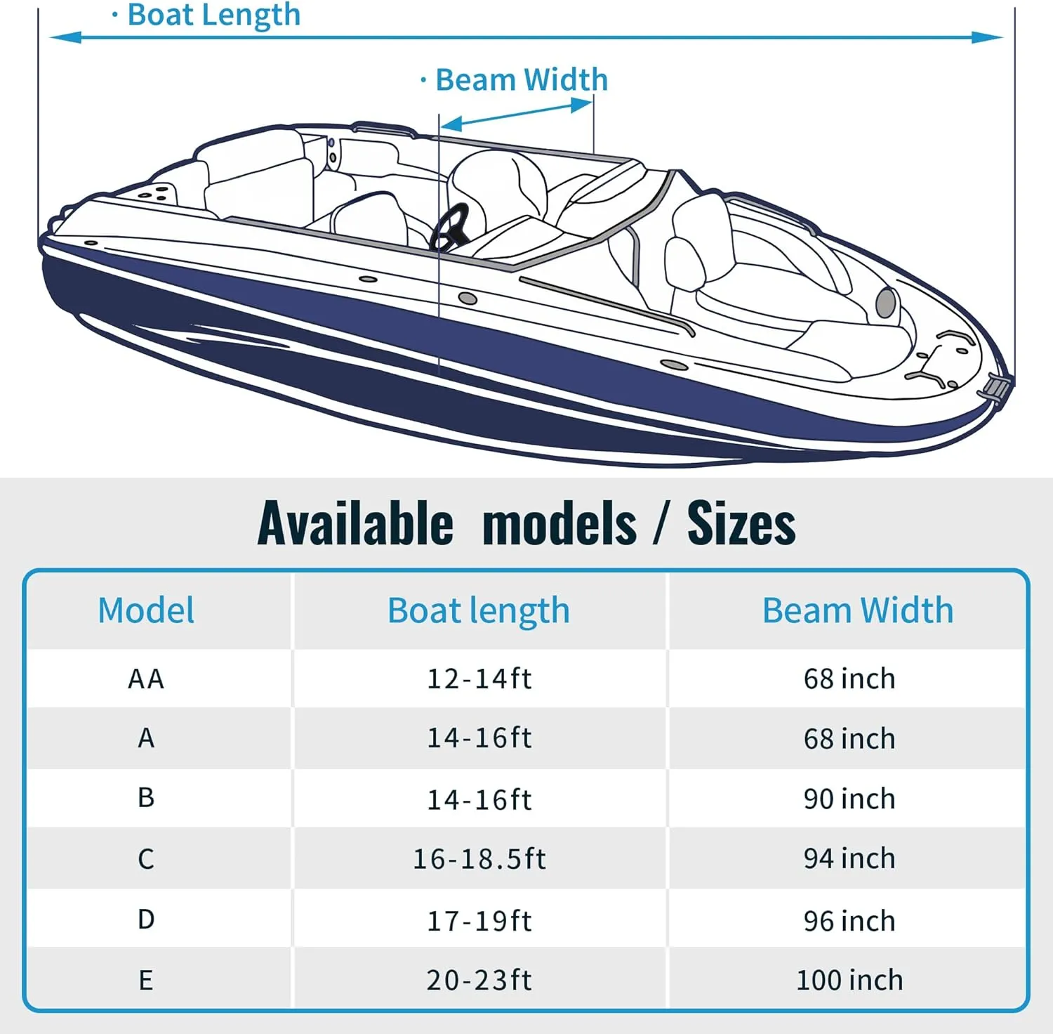 NEXCOVER Trailerable Boat Cover, Length: 20'-23' Beam Width: up to 100", Waterproof Heavy Duty Cover, Fits V-Hull, TRI-Hull, Runabout, Pro-Style, Bass Boat, Storage Bag & Tightening Straps Included.